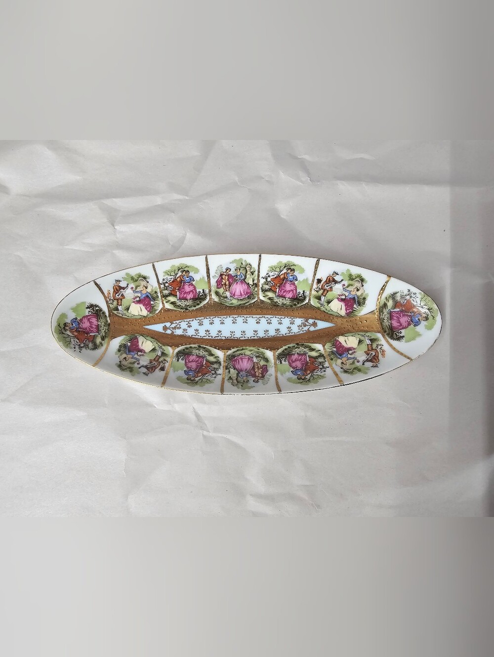 Royal Vienna Style Courting Couples Porcelain Relish Dish
